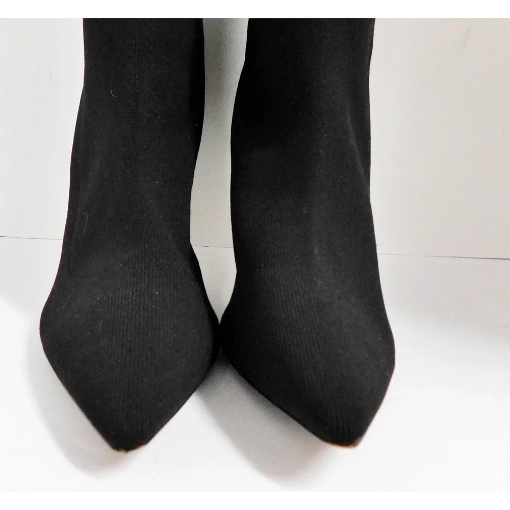 Saks Fifth Avenue Black Stretch‎ Fabric Tall Fashion Boots 9 M